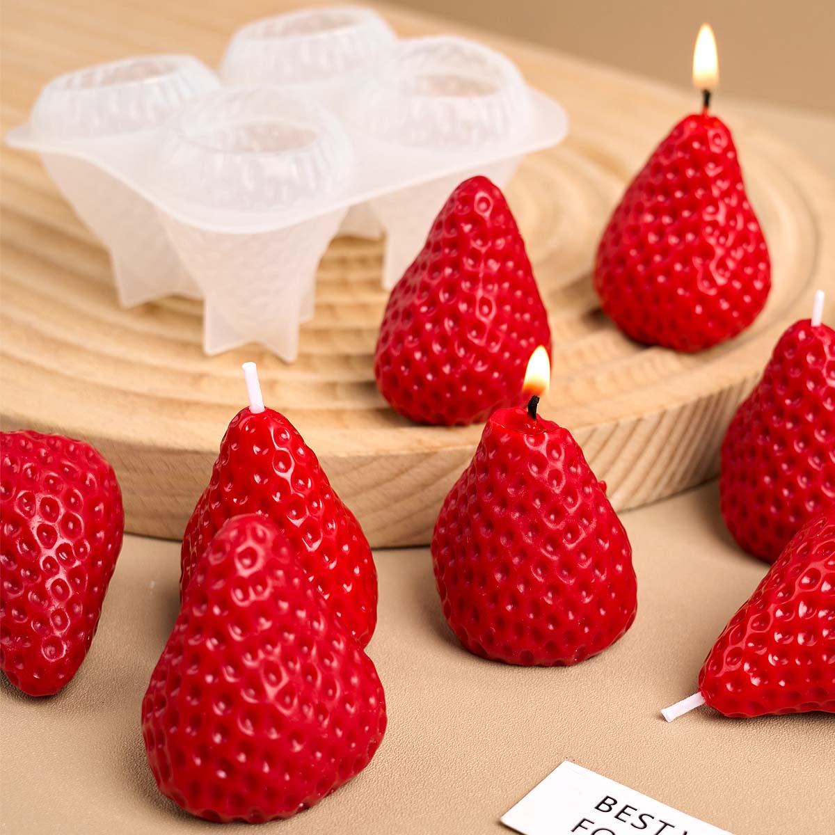 4pcs Strawberry Silicone Candl - огляд і ціна Soap Making Gifts